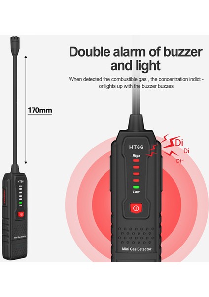 HT66 Gaz Kaçak Dedektörü 50-1000PPM Ses Alarmı Mini Ev Tipi El Tipi Yanıcı Doğal Metan Gaz Kaçak Dedektörü (Yurt Dışından) modelleri