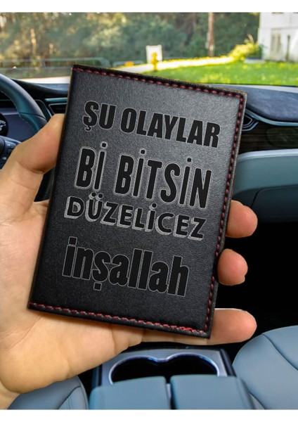 Ruhsat Kılıfı Deri Dikişli Desenli Oto Araba Motor Ruhsat Kabı Kılıfı Düzelicez