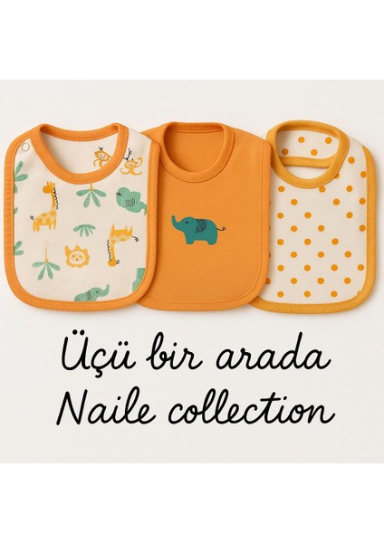 % 100 Pamuk - Hassas Bebek Teni Için Yumuşak Dokulu- 0-18 Aylık 3 Lü Bebek Mama Önlüğü Seti