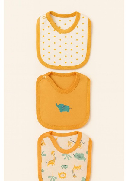 % 100 Pamuk - Hassas Bebek Teni Için Yumuşak Dokulu- 0-18 Aylık 3 Lü Bebek Mama Önlüğü Seti fırsatları