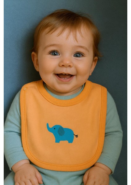 % 100 Pamuk - Hassas Bebek Teni Için Yumuşak Dokulu- 0-18 Aylık 3 Lü Bebek Mama Önlüğü Seti