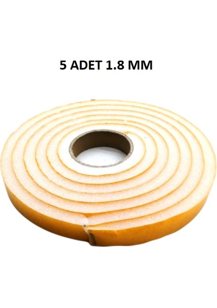 5 Adet Kapı Pencere Isı Yalıtım Süngeri Yapışkanlı Pencere Rüzgar Bandı 18MM x 2,5 mt