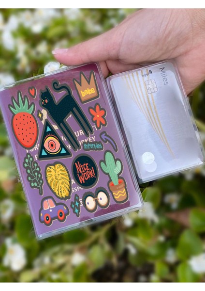 Kedi Sticker Desenli Universal Şeffaf Pasaport Kılıfı Model Tüm Ülke Pasaportlarına Uygun