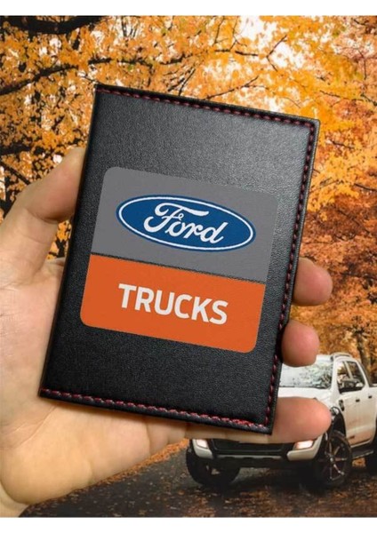 Ford Trucks Logolu Ticari Kamyon Van Minivan Ruhsat Kabı Oto Ruhsat Kılıfı Deri Dikişli Koruyucu