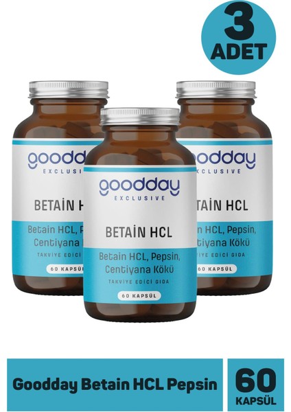 Betain Hcl Pepsin 60 Kapsül 3 Adet