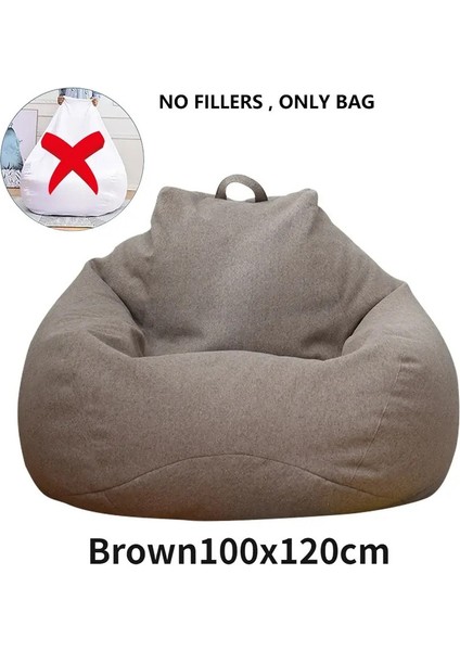 Büyük Fasulye Torbası Sandalye Kapağı Rahat Açık Açık Tembel Koltuk Çantası Kanepe Kapak Yetişkinler Için Dolgu Olmadan Çocuklar Yumuşak Tatami Sandalyeler Renk: KAHVERENGI100X120CM (Yurt Dışından)