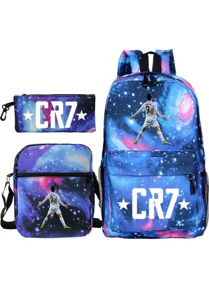 Yeni 3pcs Cr7 Sırt Çantaları Basit Stil Hafif Kız Kızlar Okul Torbaları Kapasite Gençler Dizüstü Bilgisayar Sırt Çantası Kadın Erkekler Mochilas Renk: 2 (Yurt Dışından)