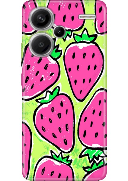 Xiaomi Redmi Note 13 Pro Plus 5g Kılıf Desenli Baskılı Tpu Rubber Kapak Çilek