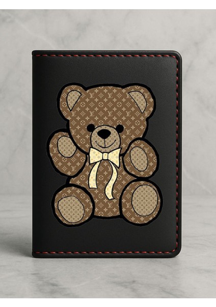 Ruhsat Koruyucu Baskılı Kart Bölmeli Siyah Vinlex Deri Ruhsat Kabı Kılıfı Lvbear