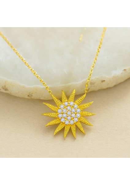 14 Ayar Altın Güneş Patlaması Kolye