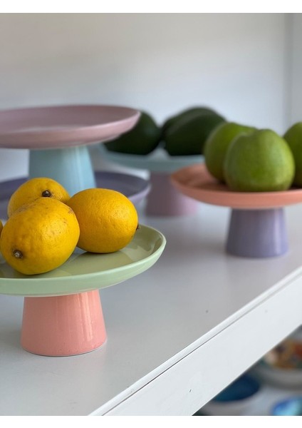 Rengarenk Soft Yavru Ağzı Mor Ayaklı Meyvelik Sunum Kasesi Kek Standı