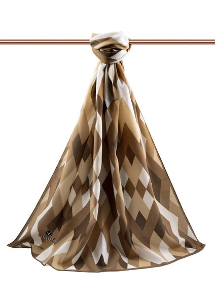 Lüks Medine Ipeği Geometrik Desenli Hardal Renkli 75X195 Kırışmaz Şal Moss Krep Dikiş Tipi Italyan Dikişli fiyatları