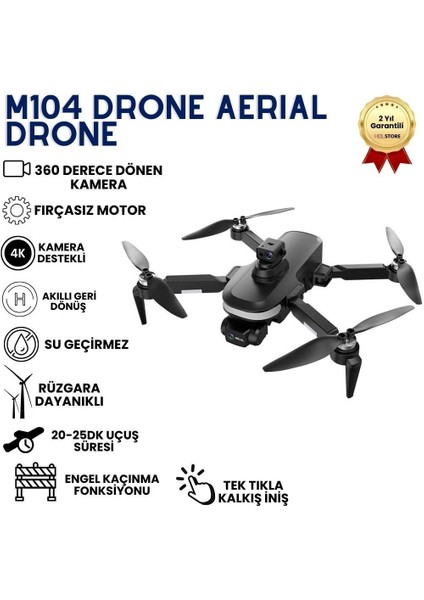M104 Drone,fırçasız Motorlu, Engel Aşabilen,uzun Aydınlatmalı,brushless Motorlu 4K Akıllı Drone indirimleri
