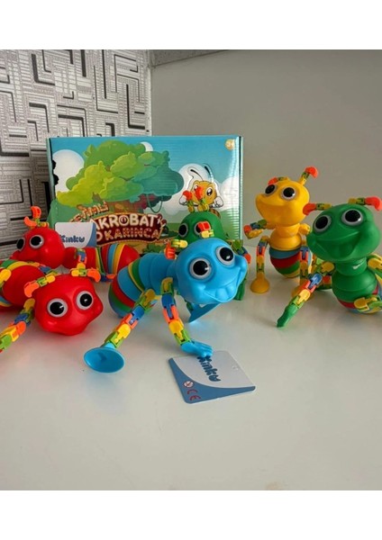 Sevimli Eğitici Sök Tak Renkli Akrobat Karınca Montessori Eğitici Oyuncak Çıngıraklı