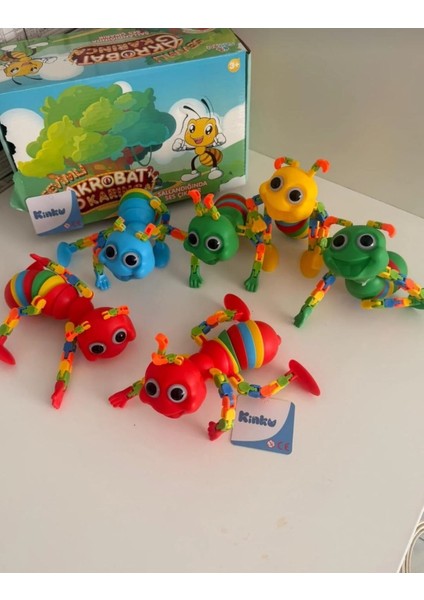 Sevimli Eğitici Sök Tak Renkli Akrobat Karınca Montessori Eğitici Oyuncak Çıngıraklı
