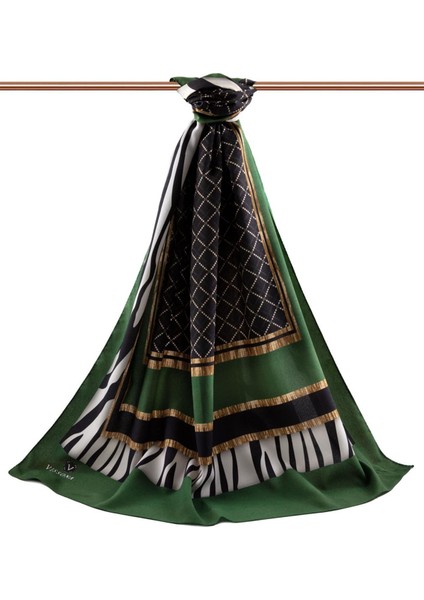 Lüks Medine Zebralı Baklava Desenli Zümrüt Yeşili Renkli 75X195 Kırışmaz Şal Moss Krep Dikiş Tipi Italyan Dikişli fiyatları