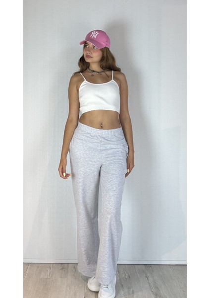 Kadın Bel Lastikli Yüksel Bel Geniş Paça Pantolon modelleri