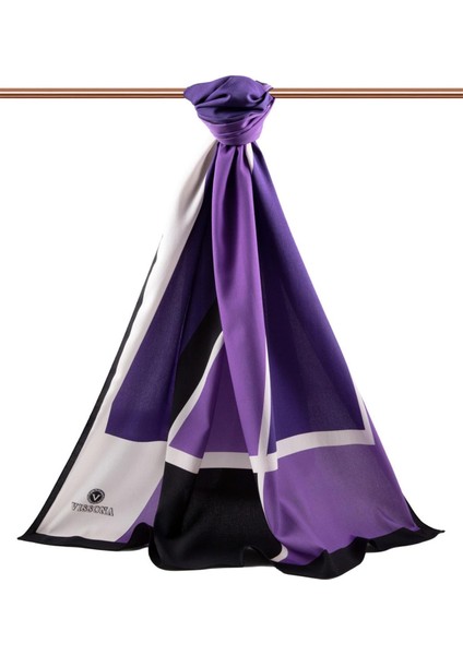 Lüks Medine Ipeği Geometrık Desenli Mor Renkli 75X195 Kırışmaz Şal Moss Krep Dikiş Tipi Italyan Dikişli fiyatları