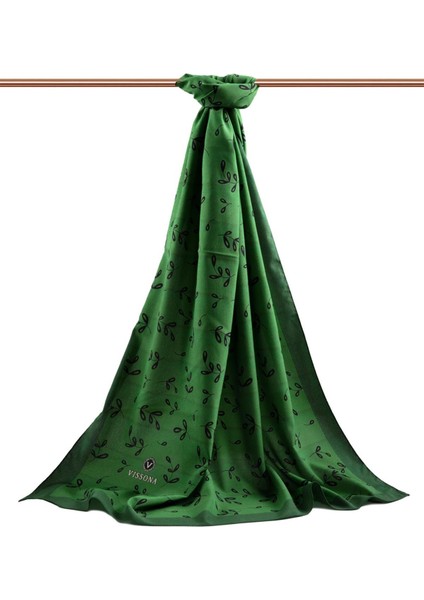 Lüks Medine Yaprak Desenli Zümrüt Yeşili Renkli 75X195 Kırışmaz Şal Moss Krep Dikiş Tipi Italyan Dikişli fiyatları