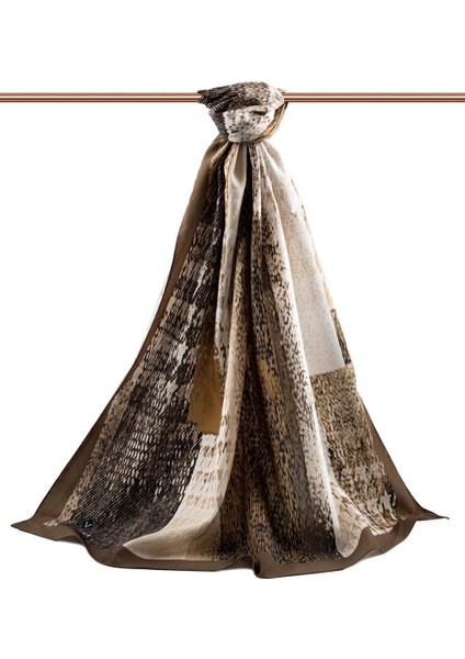 Lüks Medine Ipeği Kazayağı Desenli Vizon Renkli 75X195 Kırışmaz Şal Moss Krep Dikiş Tipi Italyan Dikişli fiyatları