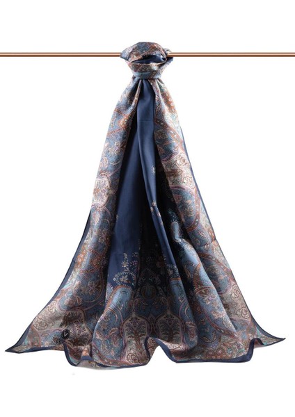 %100 Ipek Etnik Desenli Lacivert Renkli 92X210 Şal fiyatları