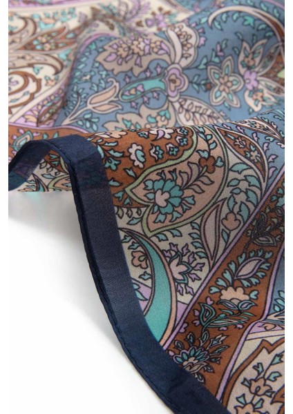 %100 Ipek Etnik Desenli Lacivert Renkli 92X210 Şal fırsatları