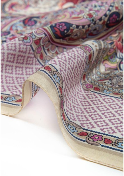 %100 Ipek Etro Desenli Bej - Mürdüm Renkli Şal fırsatları
