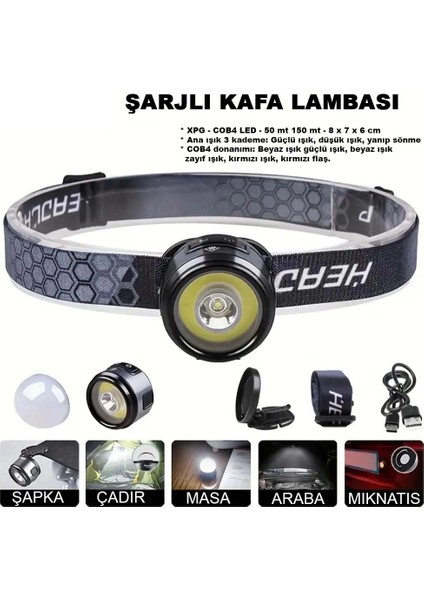 7 Mod Şarjlı Kafa ve Kamp Lambası WT-618