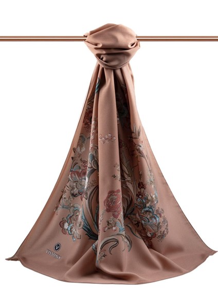 Lüks Medine Ipeği Nakış Çiçek Desenli Bakır Renkli 75X195 Kırışmaz Şal Moss Krep Dikiş Tipi Italyan Dikişli fiyatları