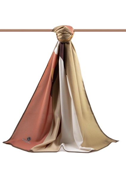 Lüks Medine Ipeği Çiçek ve Yaprak Desenli Bej - Bakır Renkli 75X195 Kırışmaz Şal Moss Krep Dikiş Tipi Italyan Dikişli fiyatları