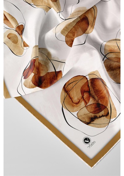 Twill Sulu Boya Geometrik Desenli Hardal Renkli 90X90 Eşarp (Ipek Içermez) Kenar Dikiş Şekli El Dikişli fiyatları