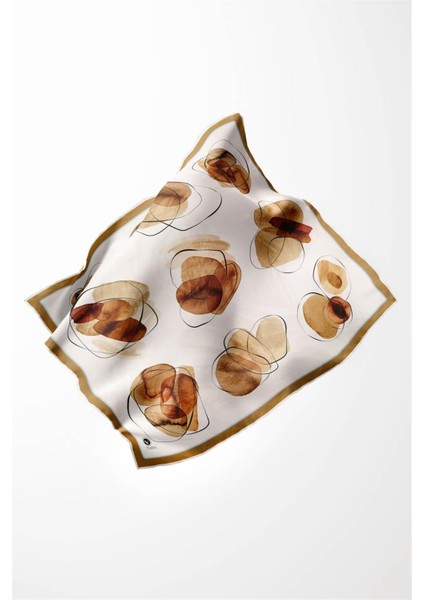 Twill Sulu Boya Geometrik Desenli Hardal Renkli 90X90 Eşarp (Ipek Içermez) Kenar Dikiş Şekli El Dikişli modelleri