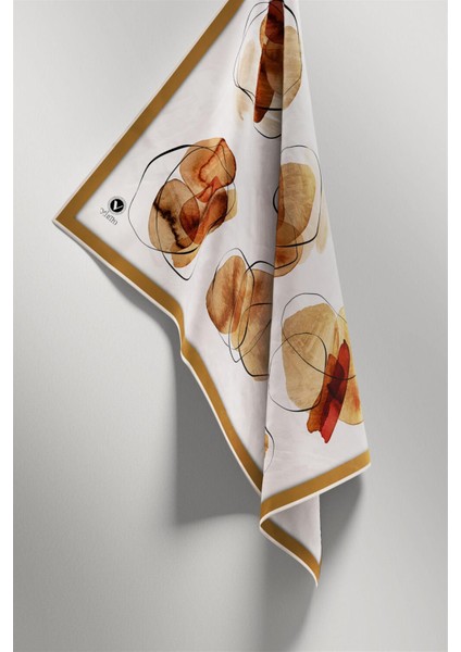 Twill Sulu Boya Geometrik Desenli Hardal Renkli 90X90 Eşarp (Ipek Içermez) Kenar Dikiş Şekli El Dikişli fırsatları