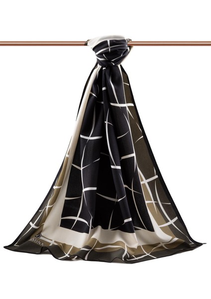 Lüks Medine Ipeği Çizgili Desenli Bej Renkli 75X195 Kırışmaz Şal Moss Krep Dikiş Tipi Italyan Dikişli fiyatları