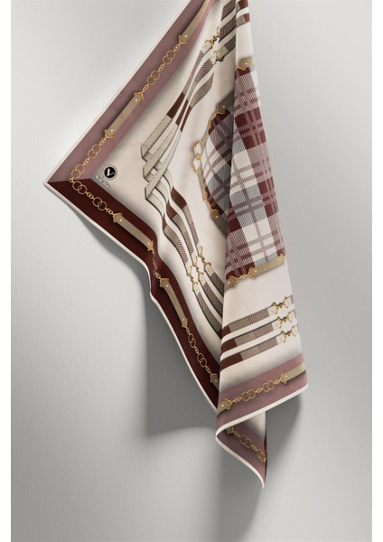 Twill Ekoseli ve Zincir Desenli Gül Kurusu Renkli 90X90 Eşarp (Ipek Içermez) Dikim Şekli : El Dikişi indirimleri