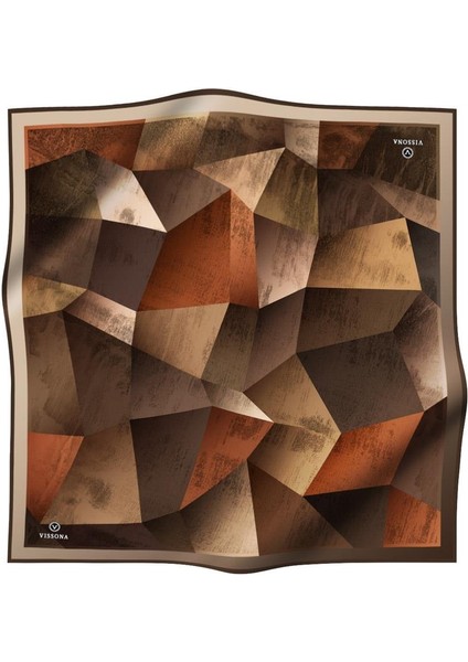 %100 Twill Ipek Geometrik Desenli Taba - Kahverengi Renkli 90X90 Eşarp Dikim Şekli : El Dikişi fiyatları