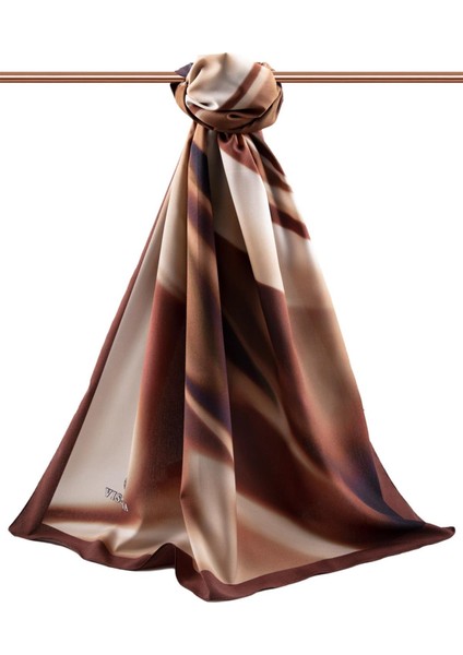 Lüks Medine Ipeği Dalga Desenli Bej - Taba Renkli 75X195 Kırışmaz Eşarp Moss Krep Dikiş Tipi Italyan Dikişli fiyatları