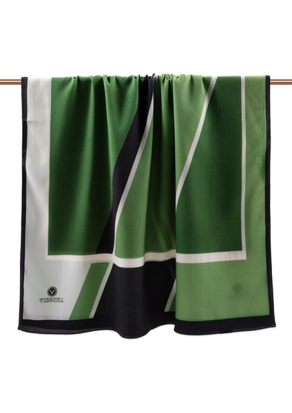 Lüks Medine Ipeği Geometrık Desenli Zümrüt Yeşili Renkli 75X195 Kırışmaz Şal Moss Krep Dikiş Tipi Italyan Dikişli fiyatları