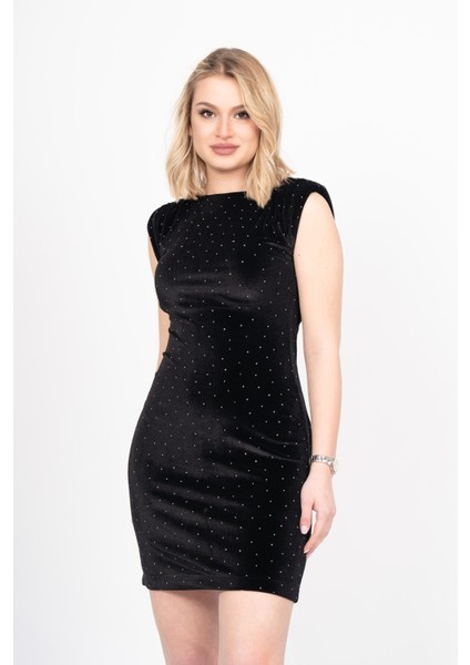 Velvet Crystal Glow Dress – Kadife Taş Detaylı Luxe Gece Elbisesi 50350 fırsatları