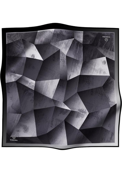 %100 Twill Ipek Geometrik Desenli Siyah - Krem Renkli 90X90 Eşarp Dikim Şekli : El Dikişi fiyatları