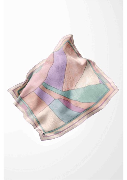 Twill Geometrik Desenli Lila Renkli 90X90 Eşarp (Ipek Içermez) Kenar Dikiş Şekli El Dikişli modelleri