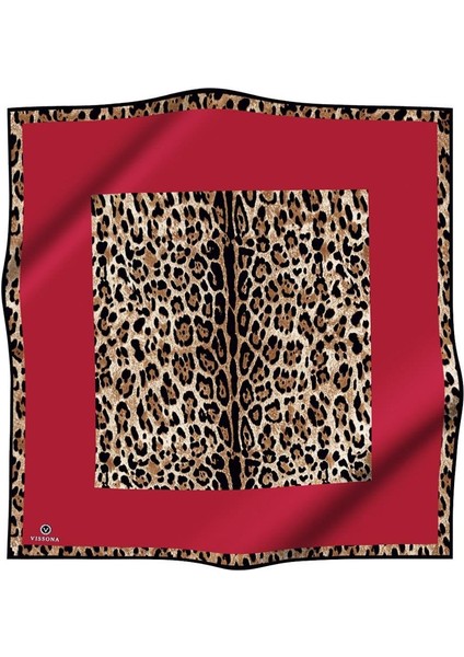 %100 Twill Ipek Leopar Desenli Kırmızı Renkli 90X90 Eşarp Dikim Şekli : El Dikişi fiyatları
