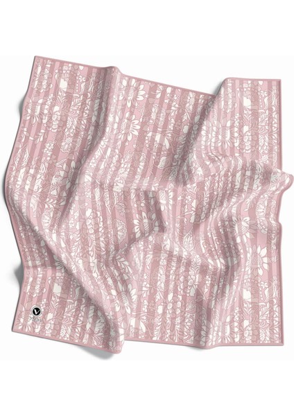 Twill Batik Şal Desenli Pudra Renkli 90X90 Eşarp (Ipek Içermez) Kenar Dikiş Şekli El Dikişli