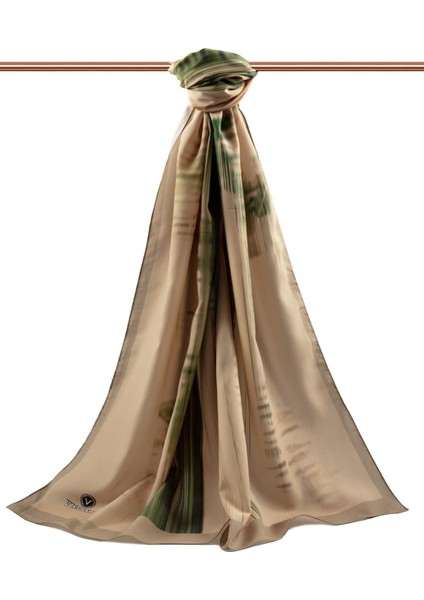 Lüks Medine Ipeği Çizgi Desenli Haki Renkli 75X195 Kırışmaz Şal Moss Krep Dikiş Tipi Italyan Dikişli fiyatları