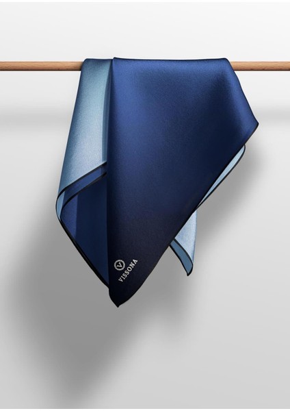 %100 Twill Ipek Degrade Desenli Lacivert - Buz Mavisi Renkli 90X90 Eşarp Dikim Şekli : El Dikişi indirimleri
