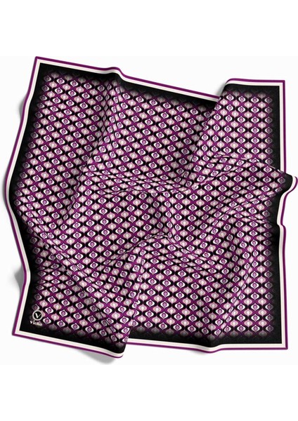 Twill Çıtır Desenli Mürdüm Renkli 90X90 Eşarp (Ipek Içermez) Kenar Dikiş Şekli El Dikişli