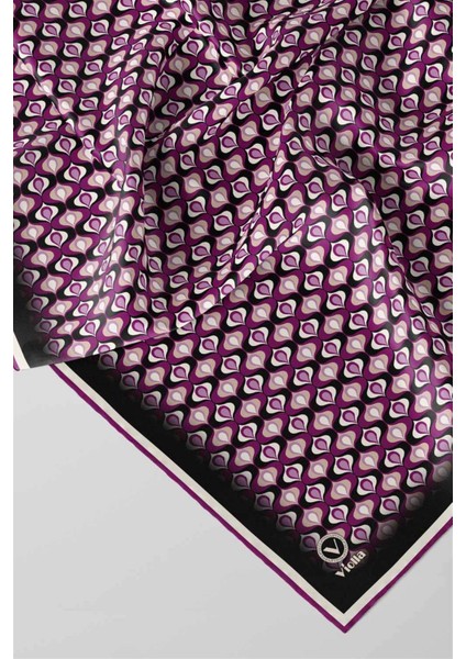 Twill Çıtır Desenli Mürdüm Renkli 90X90 Eşarp (Ipek Içermez) Kenar Dikiş Şekli El Dikişli fiyatları