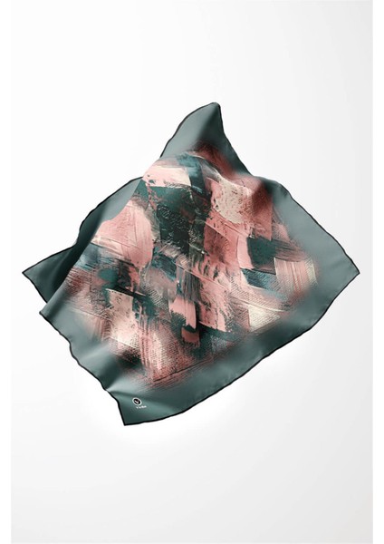 Twill Fırça Efektli Desenli Mint Yeşili Renkli 90X90 Eşarp (Ipek Içermez) Kenar Dikiş Şekli El Dikişli modelleri