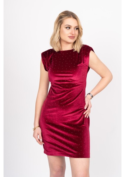 Velvet Crystal Glow Dress – Kadife Taş Detaylı Luxe Gece Elbisesi 50350 modelleri