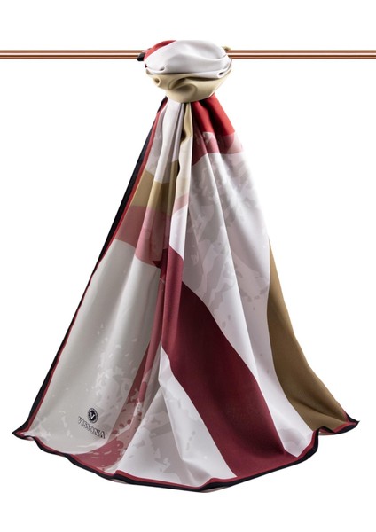 Lüks Medine Geometrik Desenli Taş - Bordo Renkli 75X195 Kırışmaz Şal Moss Krep Dikiş Tipi Italyan Dikişli fiyatları